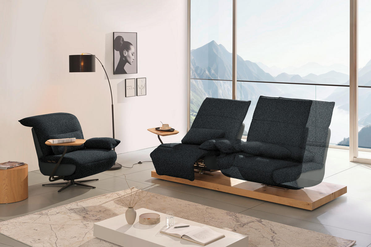 SESSEL in Flachgewebe, Mikrofaser Anthrazit  - Anthrazit/Schwarz, Design, Textil/Metall (84/65/91cm) - Koinor