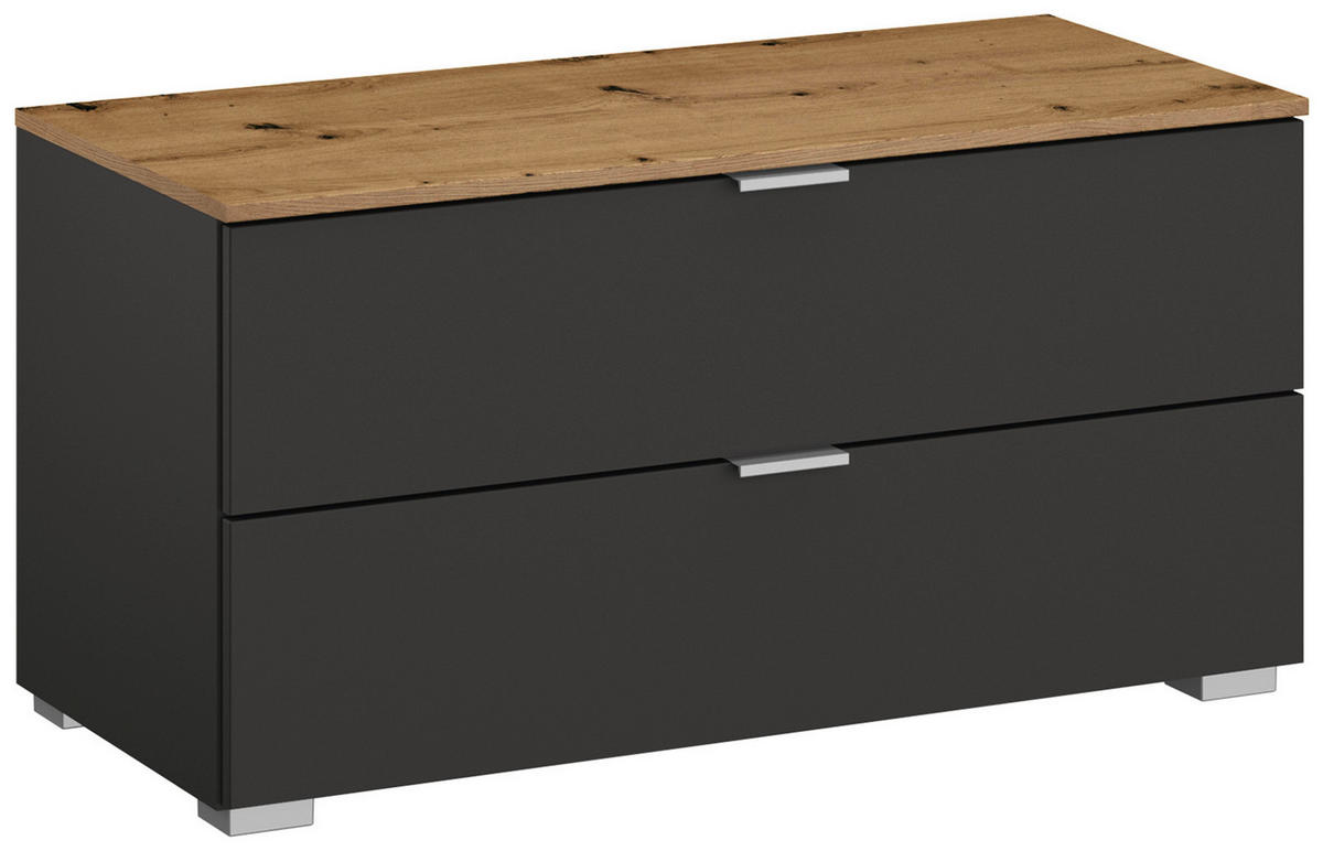 KOMMODE  in 80/42/42 cm  - Eichefarben/Alufarben, Trend, Holzwerkstoff/Kunststoff (80/42/42cm) - Stylife