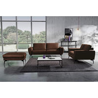 CANAPEA CU 2 LOCURI piele maro închis  - maro închis/negru, Design, metal/piele (177/85/92cm) - Livetastic