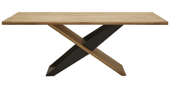 ESSTISCH in Holz, Metall 200/100/77 cm  - Eichefarben/Schwarz, Design, Holz/Metall (200/100/77cm) - Valnatura