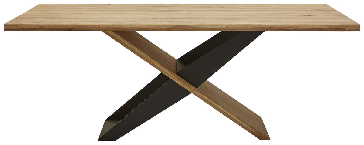 ESSTISCH in Holz, Metall 200/100/77 cm  - Eichefarben/Schwarz, Design, Holz/Metall (200/100/77cm) - Valnatura