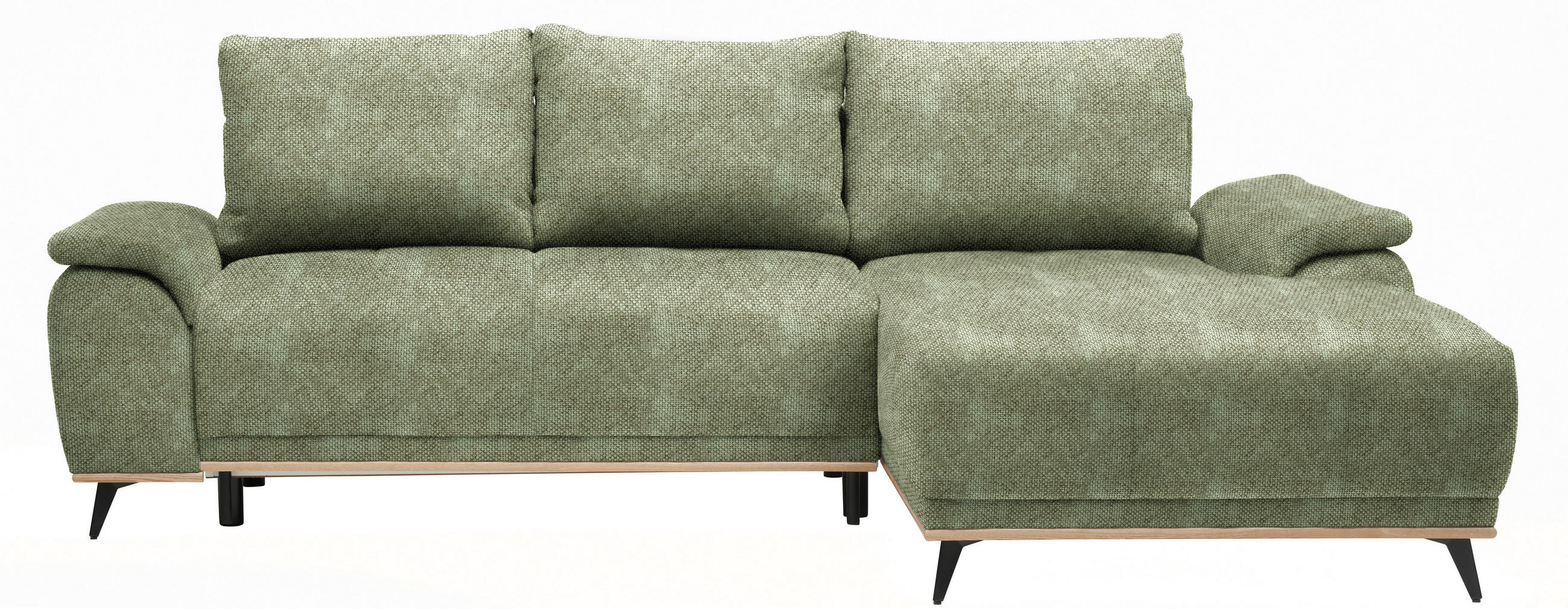 ECKSOFA in Struktur Olivgrün  - Schwarz/Olivgrün, MODERN, Textil/Metall (262/168cm) - home24