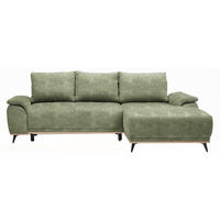 ECKSOFA in Struktur Olivgrün  - Schwarz/Olivgrün, Modern, Textil/Metall (262/168cm) - home24