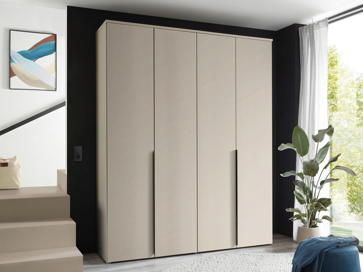 DREHTÜRENSCHRANK 180/225/52 cm 4-türig Kaschmir  - Kaschmir/Schwarz, MODERN, Holzwerkstoff/Kunststoff (180/225/52cm) - MID.YOU