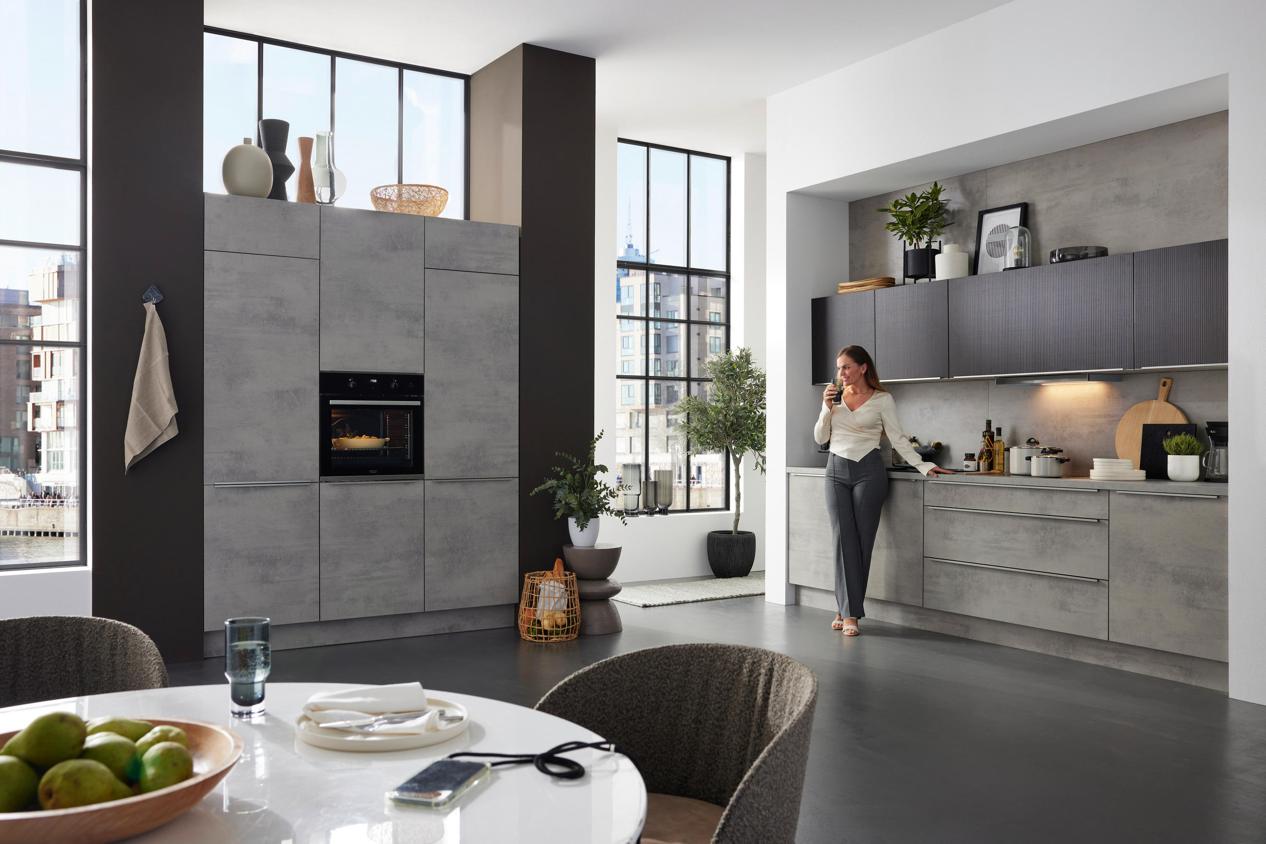 EINBAUKÜCHE STONE  - Grau, Design, Holzwerkstoff - Nolte Küchen