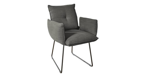 ARMLEHNSTUHL in Stahl Struktur - Schwarz/Braun, Design, Textil/Metall (65/90/70cm) - Dieter Knoll