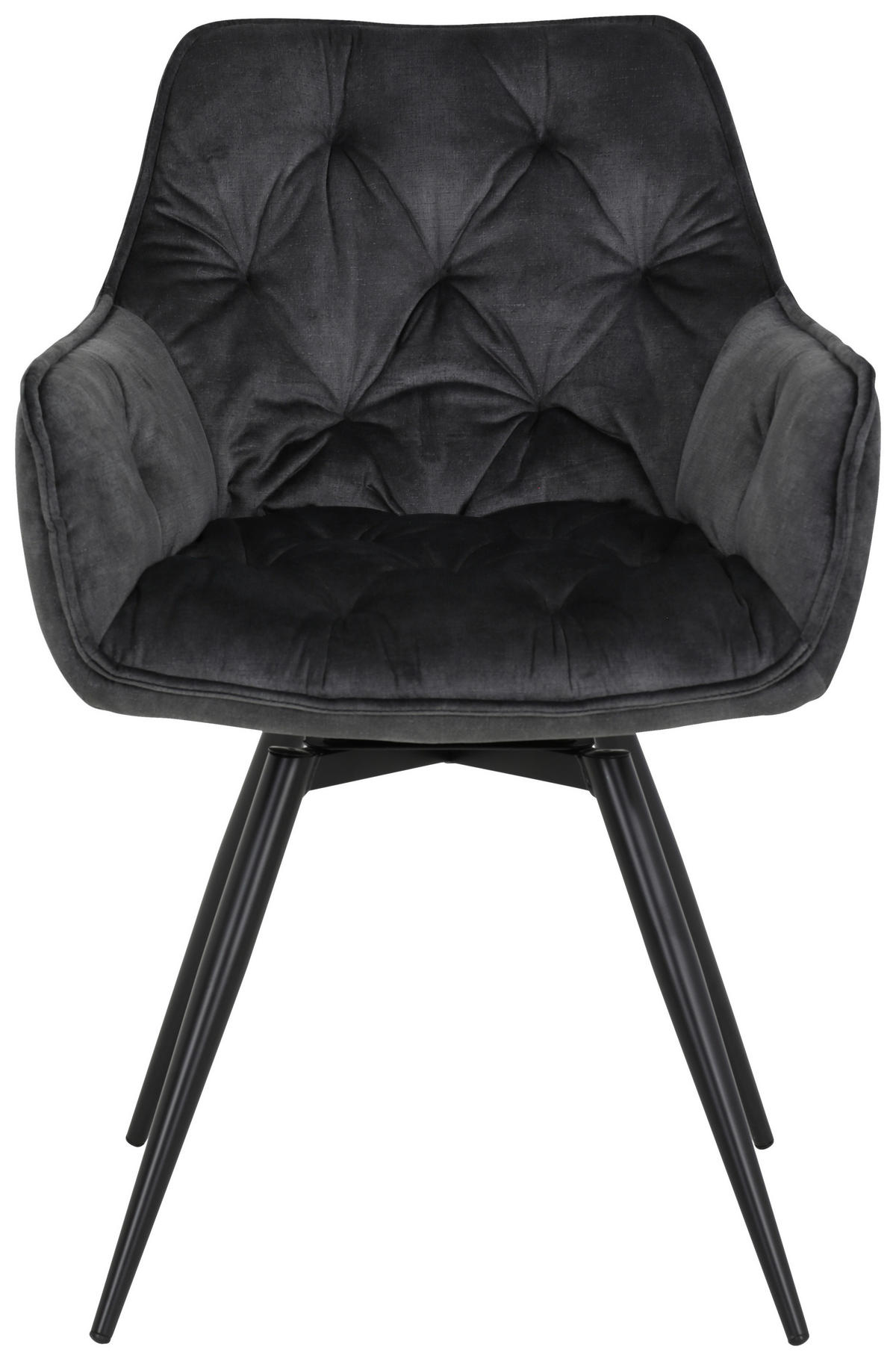 ARMLEHNSTUHL-SET 2 Stück  in Stahl Samt  - Anthrazit/Schwarz, MODERN, Textil/Metall (56/82/63cm) - MID.YOU