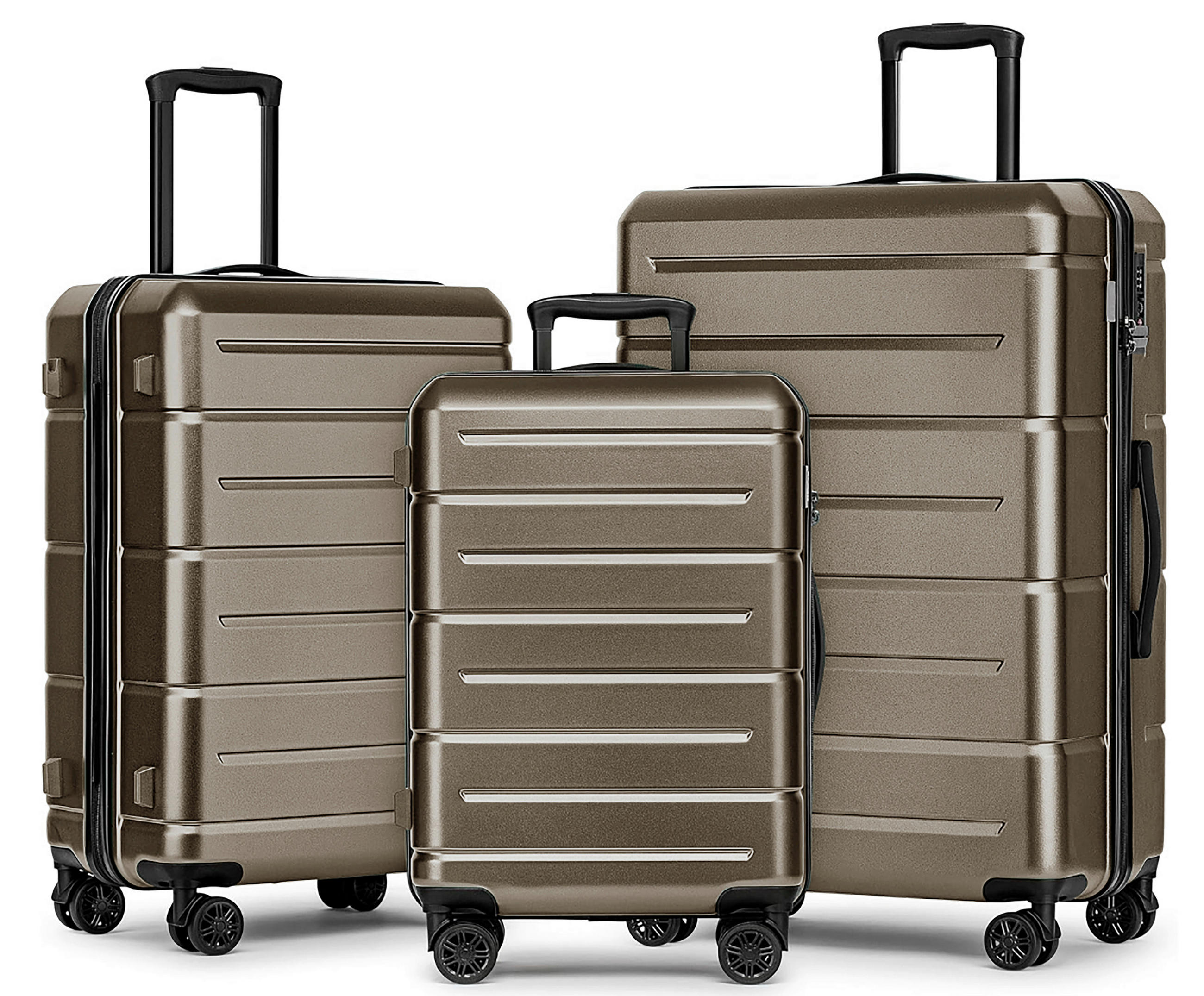 REISEKOFFERSET Braun 3-teilig  - Braun, Basics, Kunststoff/Textil - Novel