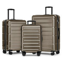 REISEKOFFERSET Braun 3-teilig  - Braun, Basics, Kunststoff/Textil - Novel