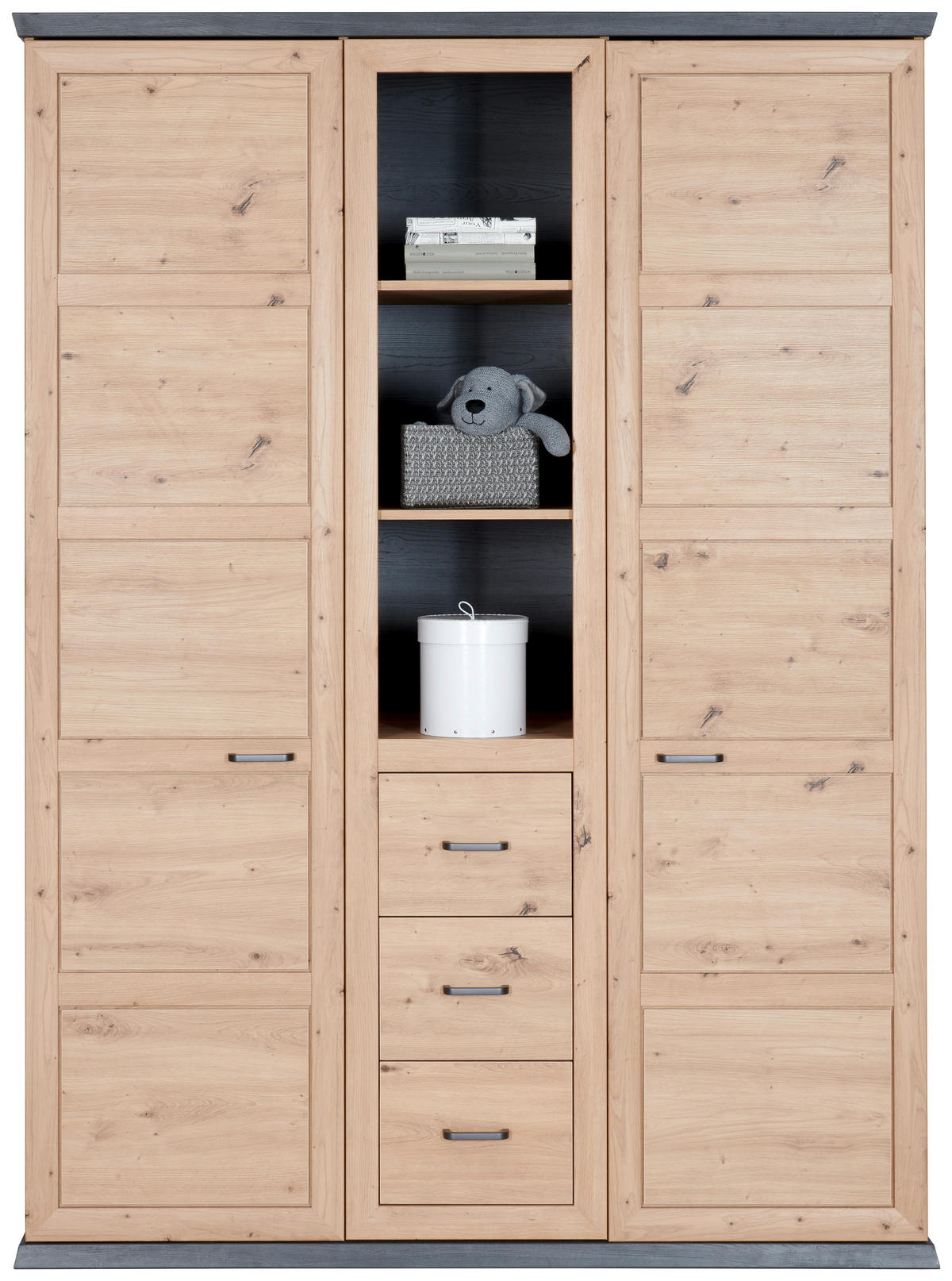 BABYKLEIDERSCHRANK Benton  - Eichefarben/Dunkelgrau, Natur, Holzwerkstoff/Kunststoff (154/209,2/60,2cm) - My Baby Lou