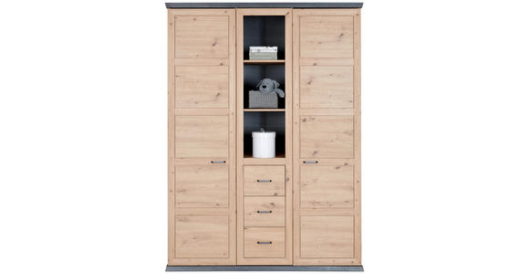 BABYKLEIDERSCHRANK Benton  - Eichefarben/Dunkelgrau, Natur, Holzwerkstoff/Kunststoff (154/209,2/60,2cm) - My Baby Lou