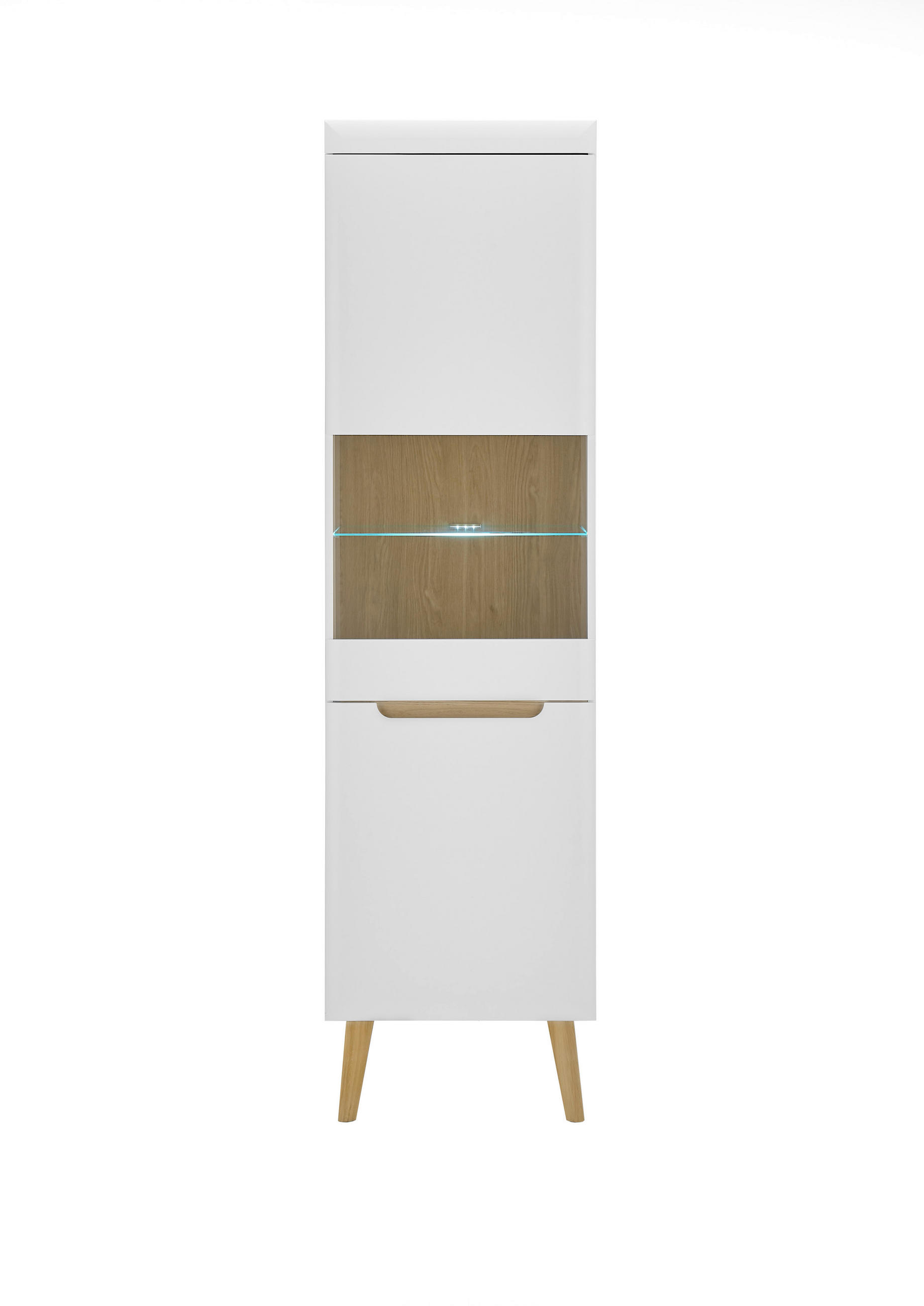 VITRINE  in Weiß, Eichefarben  - Eichefarben/Weiß, Design, Holzwerkstoff (50/197/40cm) - MID.YOU