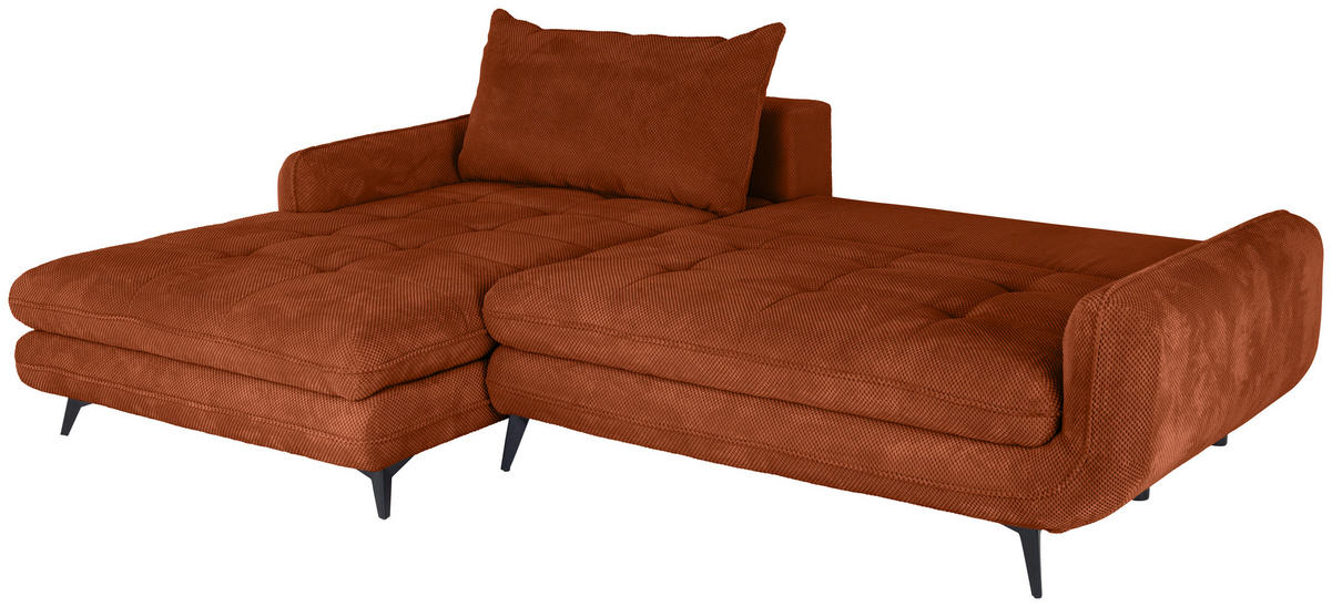 ECKSOFA WAVE Orange Struktur  - Beige/Schwarz, MODERN, Textil/Metall (189/266cm) - MID.YOU