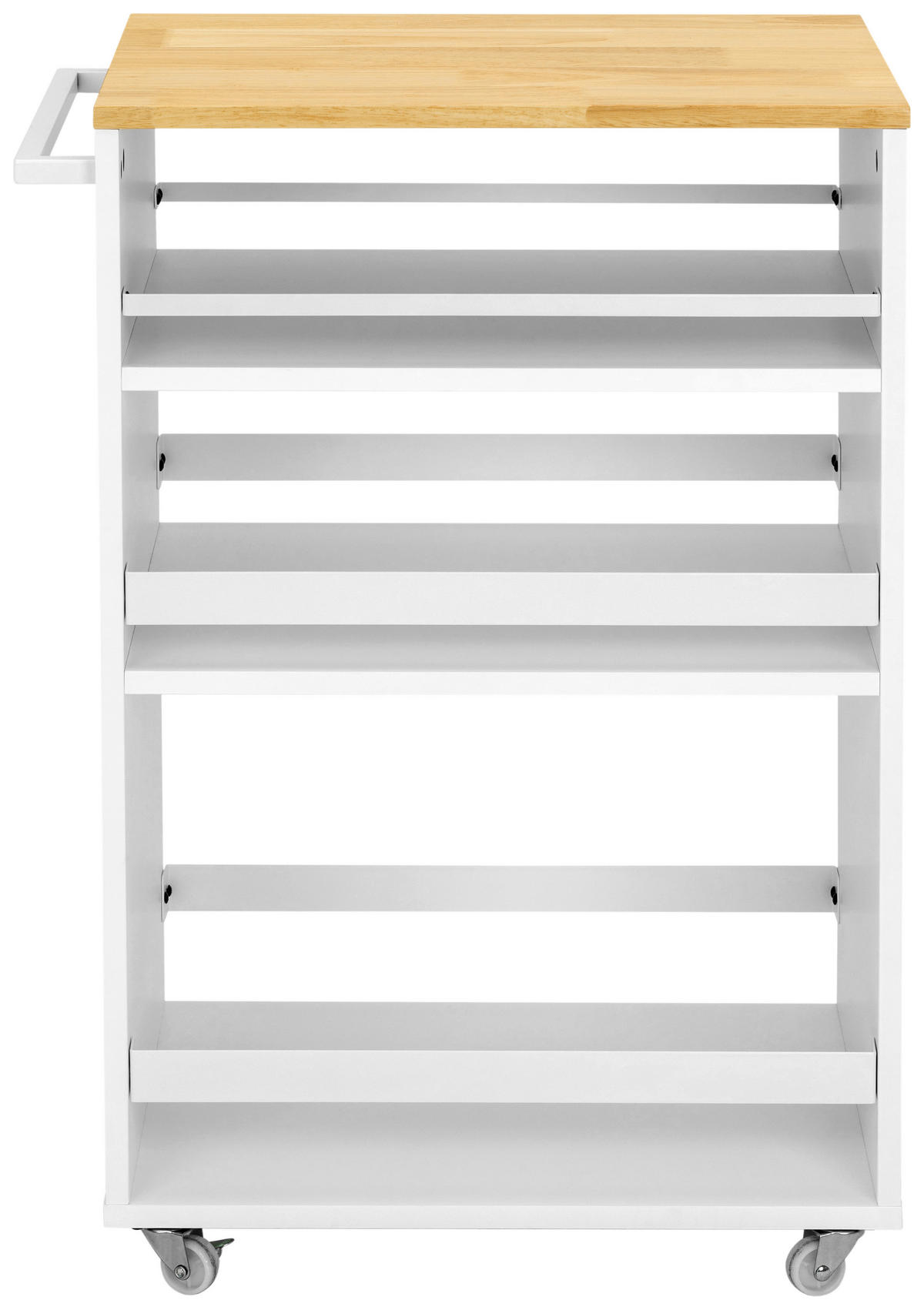 SERVIERWAGEN Kautschukholz massiv Naturfarben, Weiß  - Weiß/Naturfarben, Design, Holz/Holzwerkstoff (50/78/38cm) - MID.YOU