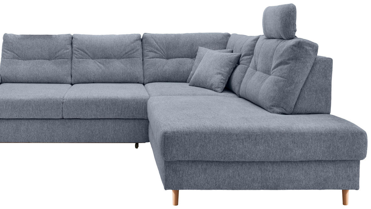 ECKSOFA in Chenille Hellblau  - Naturfarben/Hellblau, Modern, Holz/Textil (264/206cm) - Livetastic