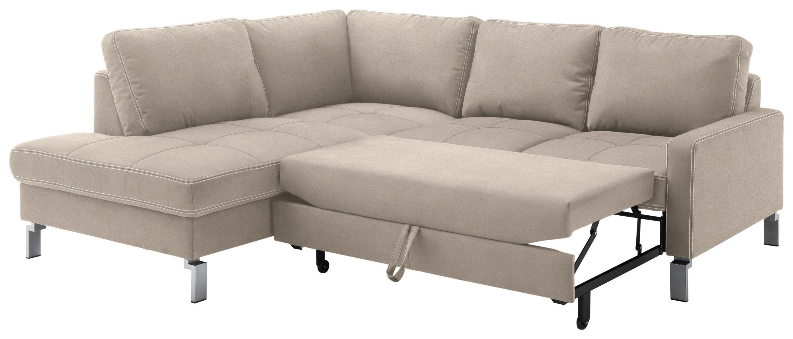 ECKSOFA in Mikrofaser Taupe  - Taupe/Chromfarben, Design, Textil/Metall (200/229cm) - Pure Home Lifestyle