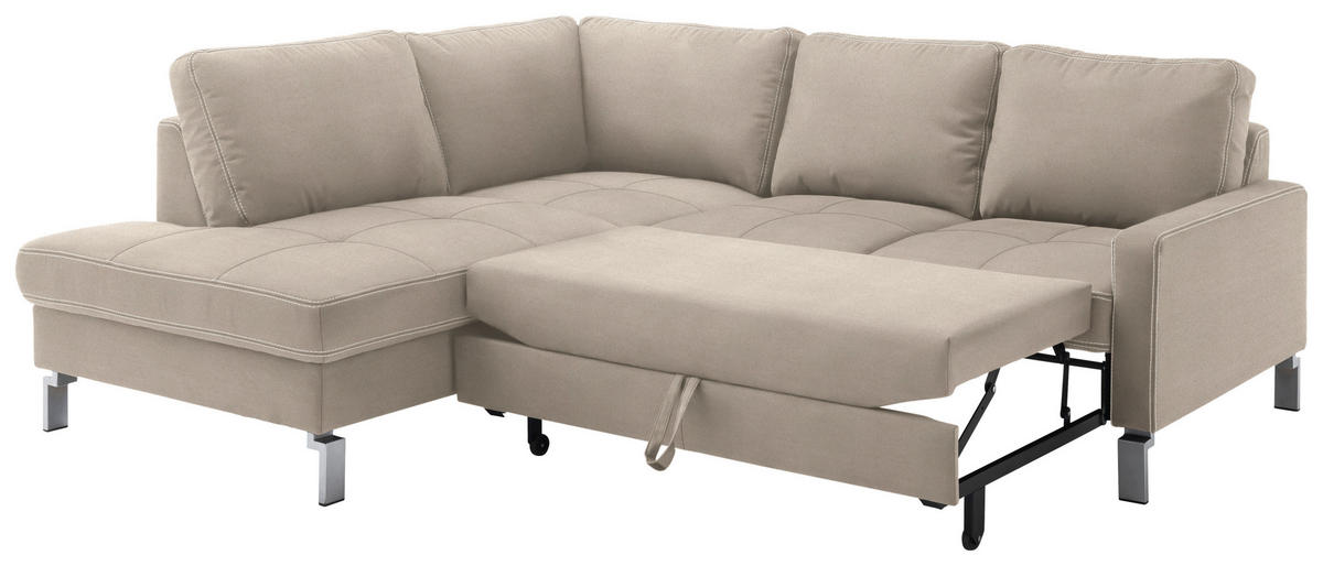 ECKSOFA in Mikrofaser Taupe  200/229 cm  - Taupe/Chromfarben, Design, Textil/Metall (200/229cm) - Pure Home Lifestyle
