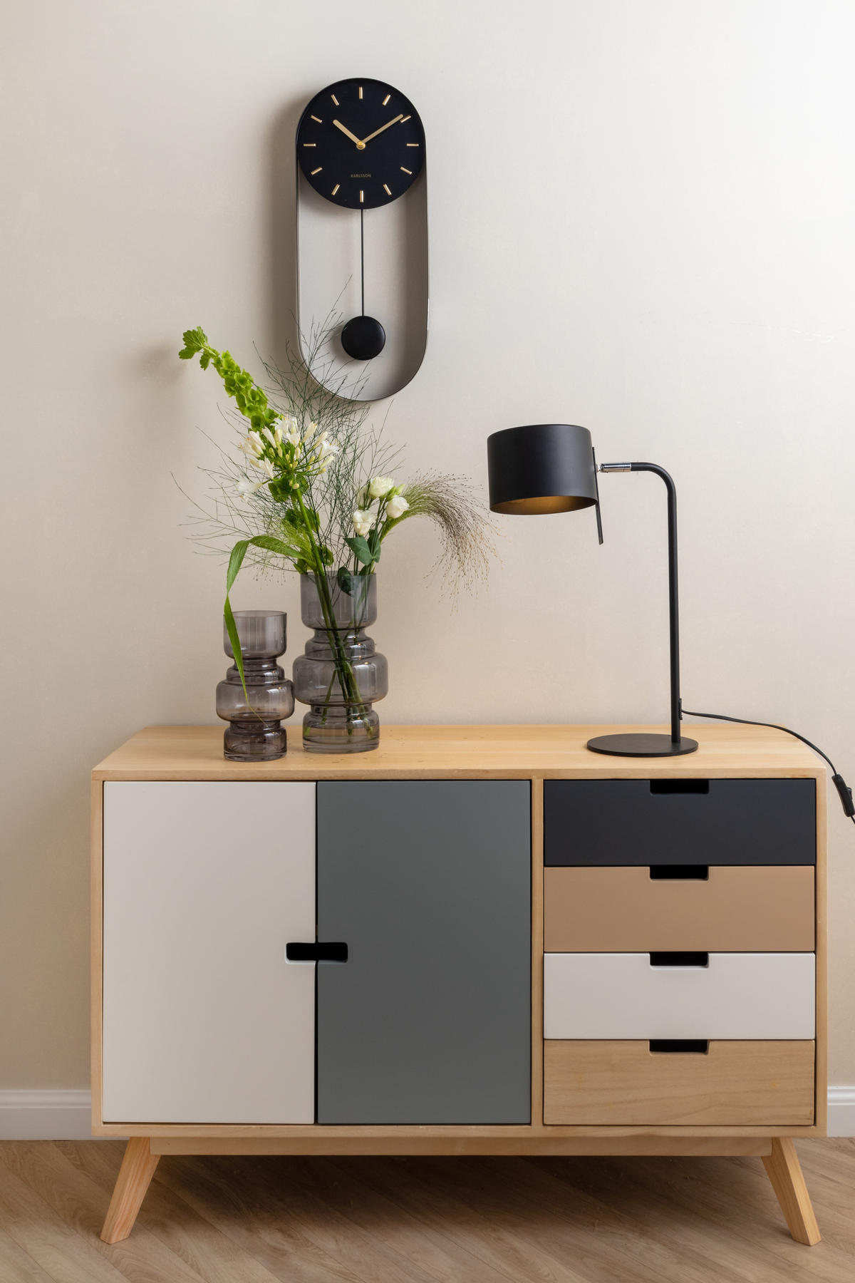 WANDUHR Schwarz, Goldfarben 20/50/5 cm  - Goldfarben/Schwarz, Trend, Metall (20/50/5cm) - Present Time