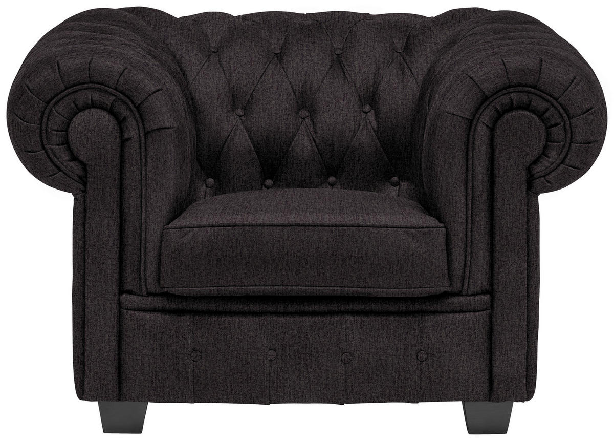CHESTERFIELD-SESSEL - Wengefarben/Anthrazit, LIFESTYLE, Holz/Textil (115/76,5/96cm) - Landscape