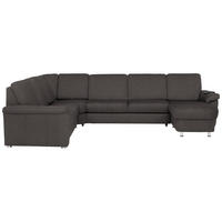 WOHNLANDSCHAFT Dunkelgrau Flachgewebe  - Chromfarben/Dunkelgrau, KONVENTIONELL, Textil/Metall (240/336/163cm) - Beldomo System