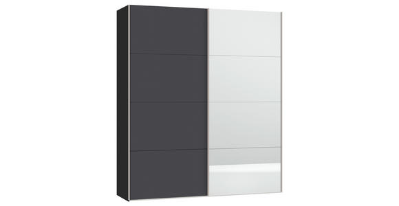 SCHWEBETÜRENSCHRANK  in Anthrazit, Schwarz  - Edelstahlfarben/Anthrazit, Design, Glas/Holzwerkstoff (203/236/65cm) - Carryhome