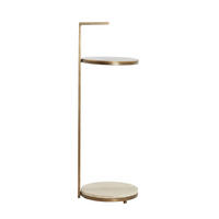 BEISTELLTISCH 26/26/76 cm LEDA Grau, Sandfarben, Dunkelbraun, Bronzefarben rund  - Sandfarben/Dunkelbraun, Trend, Stein/Metall (26/26/76cm) - Light & Living