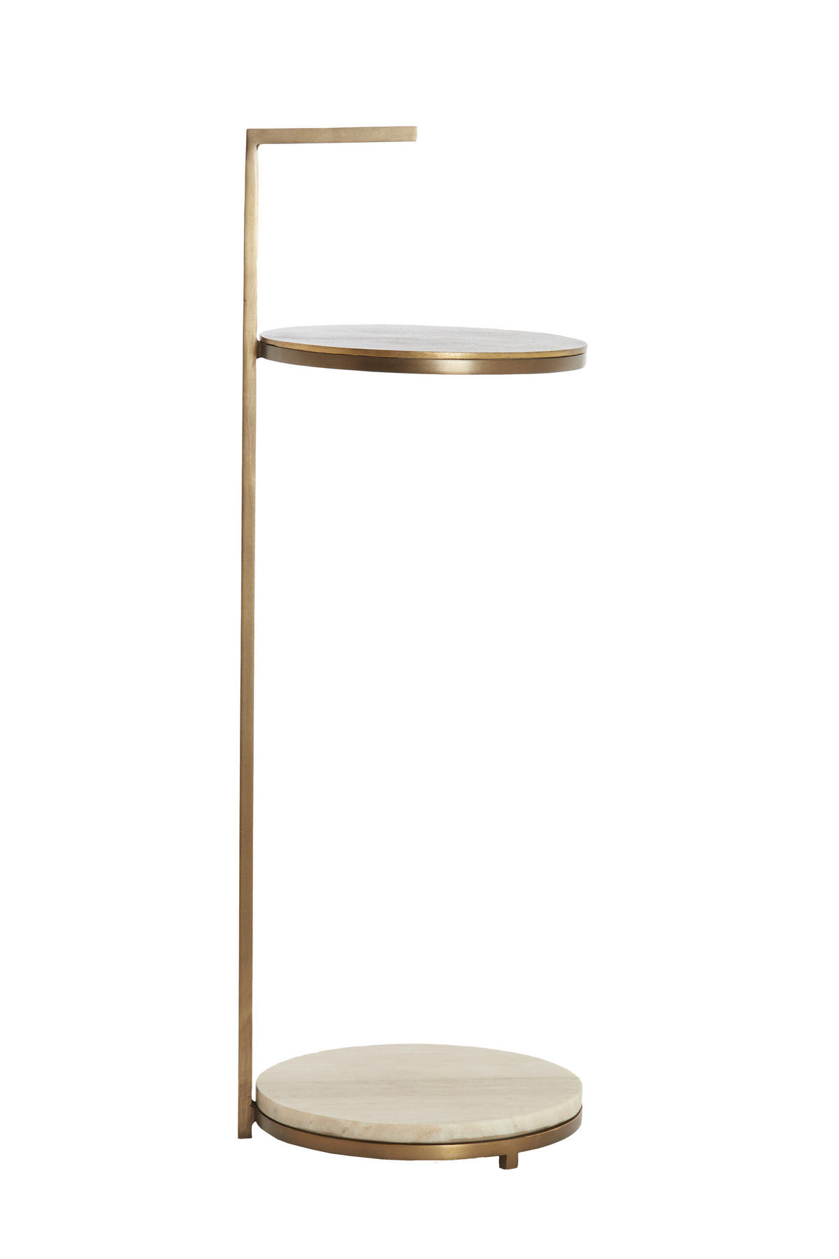 BEISTELLTISCH 26/26/76 cm LEDA Grau, Sandfarben, Dunkelbraun, Bronzefarben rund  - Sandfarben/Dunkelbraun, Trend, Stein/Metall (26/26/76cm) - Light & Living