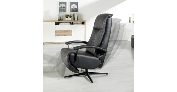 RELAXSESSEL in Metall, Textil, Leder Schwarz, Alufarben - Schwarz/Alufarben, Design, Leder/Textil (68/114/86cm) - Cantus