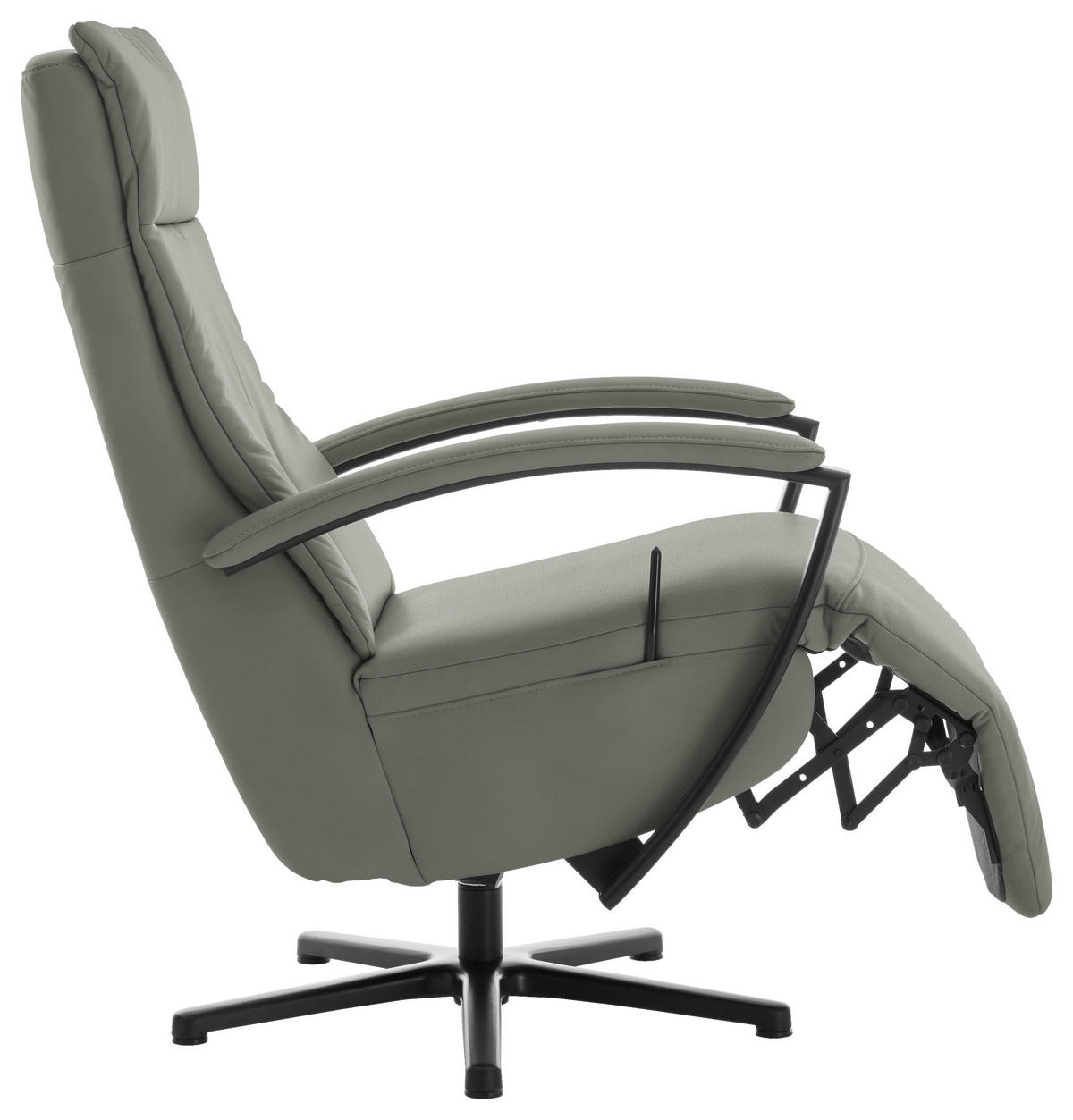 RELAXSESSEL in Leder Grau  - Schwarz/Grau, Design, Leder/Metall (76/112/83cm) - Beldomo Speed