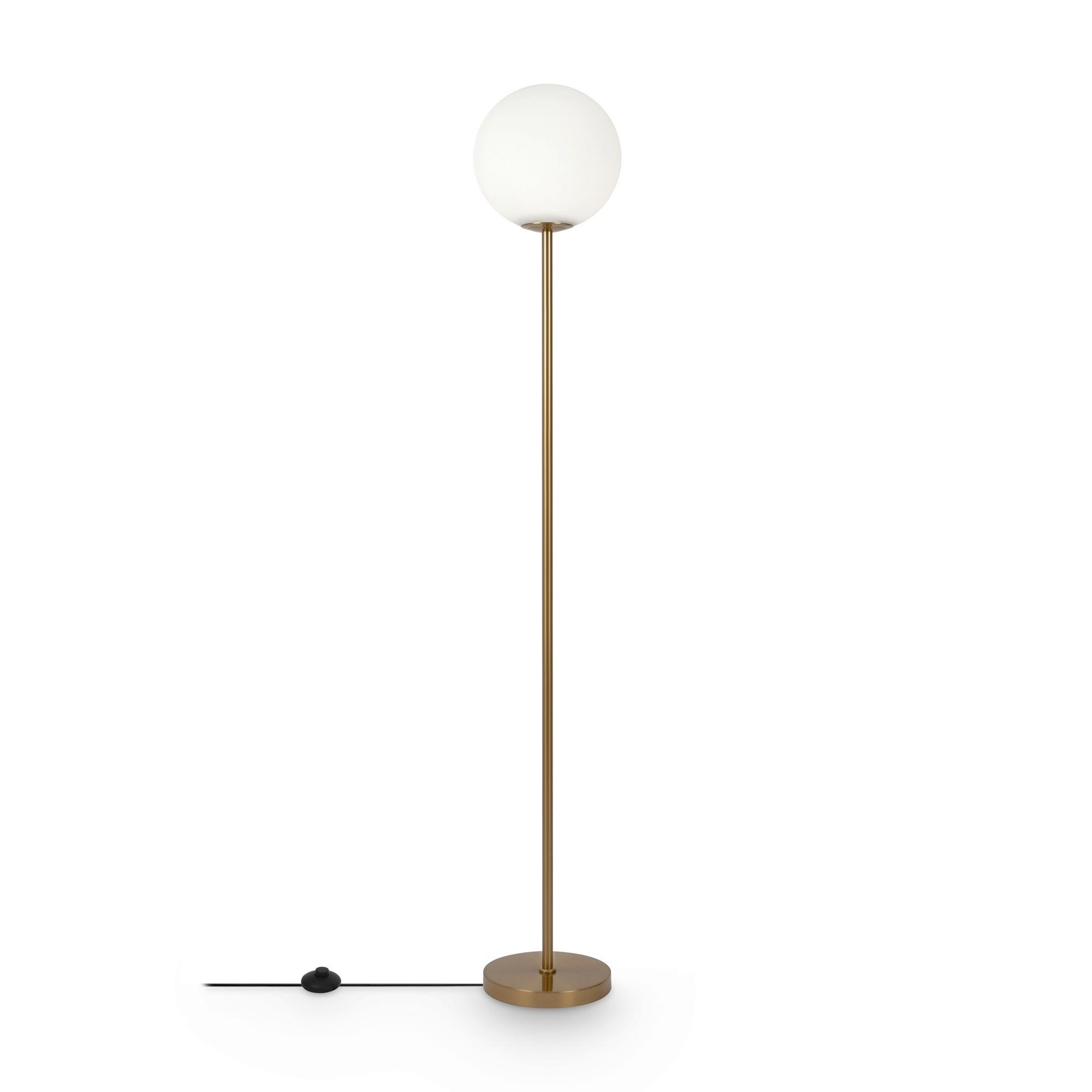 GOLVLAMPA Modern 25/155 cm    - vit/mässingsfärgad, Trend, metall/glas (25/155cm) - MAYTONI