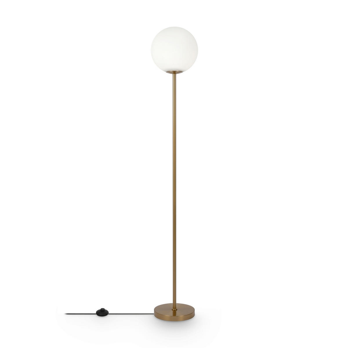 STOJACÍ LAMPA, 25/155 cm  - bílá/barvy mosazi, Trend, kov/sklo (25/155cm) - MAYTONI