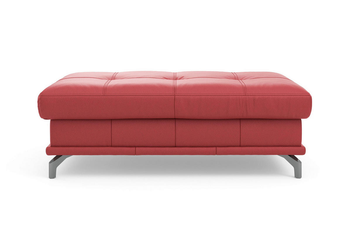 HOCKER COSTELLO E Echtleder Rot  - Rot/Schwarz, Basics, Leder/Metall (133/47/72cm) - Sit & More