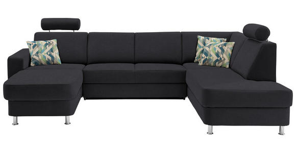 WOHNLANDSCHAFT  in Chenille Dunkelgrau  - Chromfarben/Dunkelgrau, Design, Kunststoff/Textil (165/301/198cm) - Xora