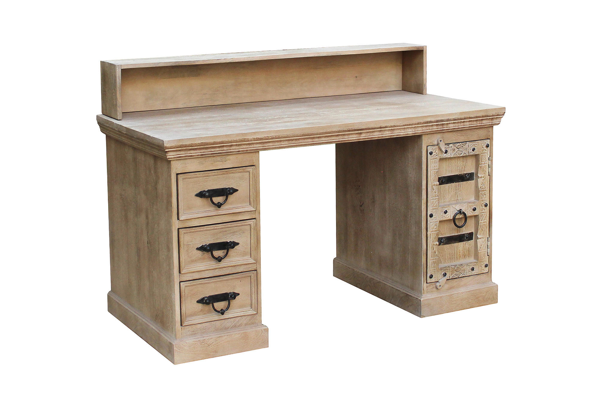 SCHREIBTISCH 132/90/65 cm  in Naturfarben  - Schwarz/Naturfarben, MODERN, Holz/Metall (132/90/65cm) - MID.YOU