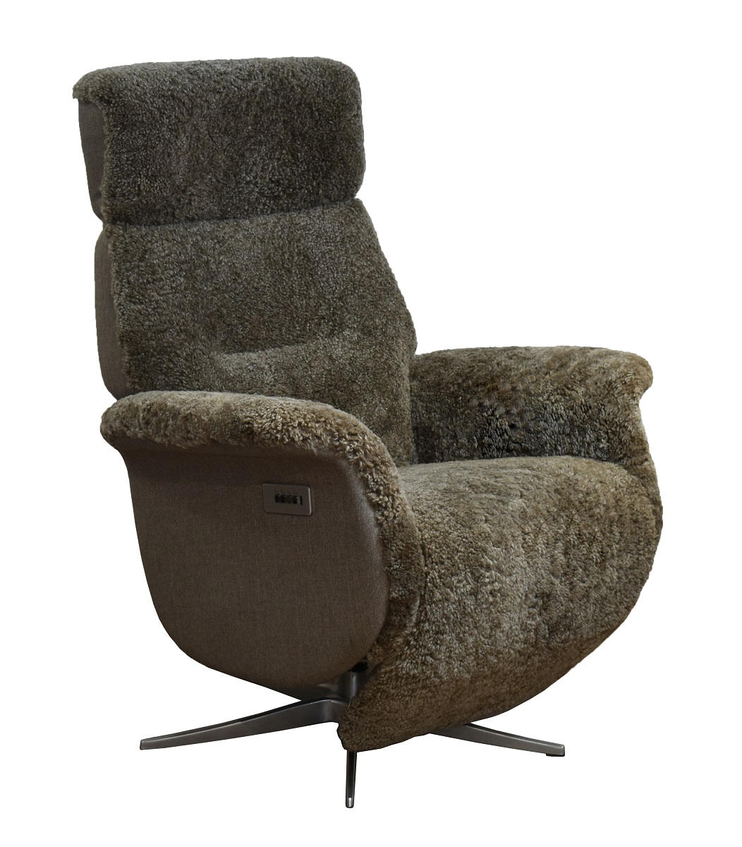 RELAXFÅTÖLJ i trä, metall, textil ljusbrun  - stålfärgad/ljusbrun, Lifestyle, metall/trä (76/48/106/42/87/40cm) - Best Price