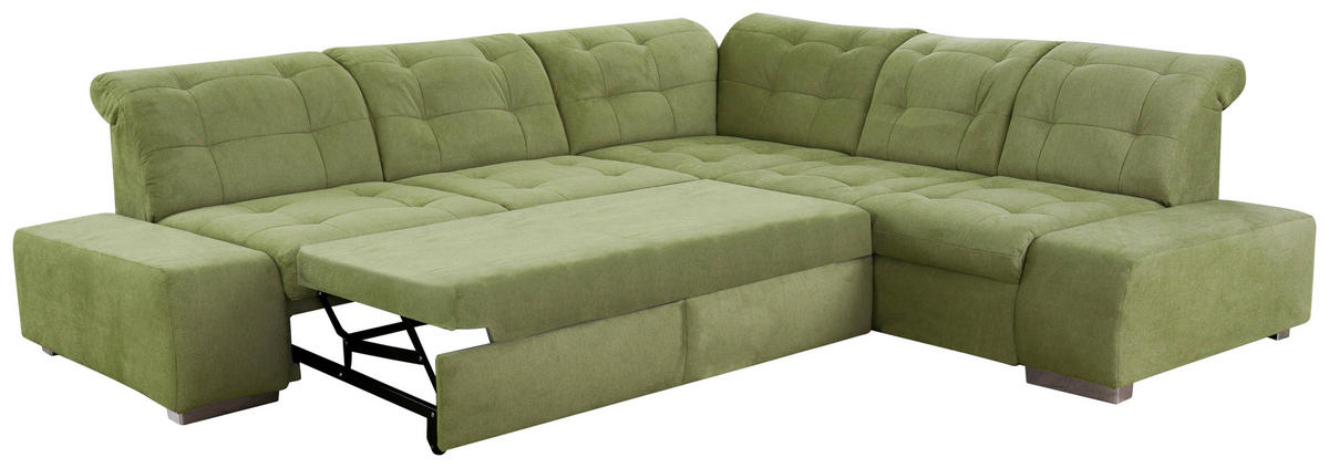 ECKSOFA inkl. Funktion in Flachgewebe Grün  - Chromfarben/Grün, MODERN, Kunststoff/Textil (283/254cm) - Sit & More