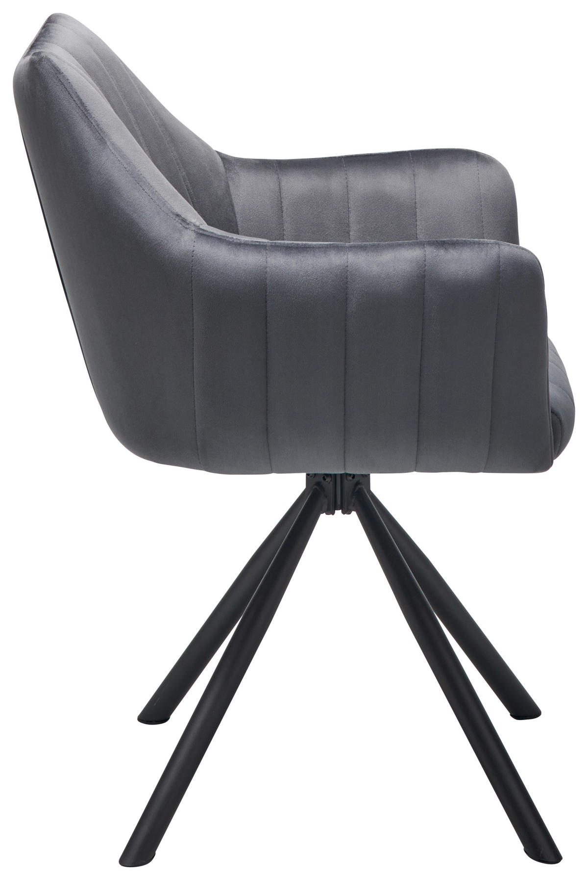 ARMLEHNSTUHL  in Eisen Samt  - Schwarz/Grau, LIFESTYLE, Textil/Metall (60/83/59cm) - MID.YOU