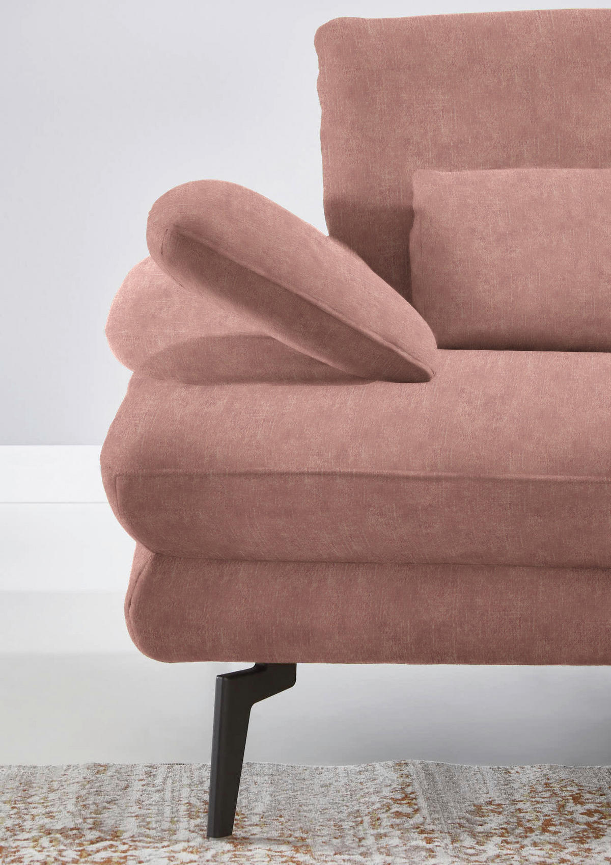 ECKSOFA in Velours Flieder  - Flieder/Schwarz, Design, Textil/Metall (310/180cm) - Dieter Knoll