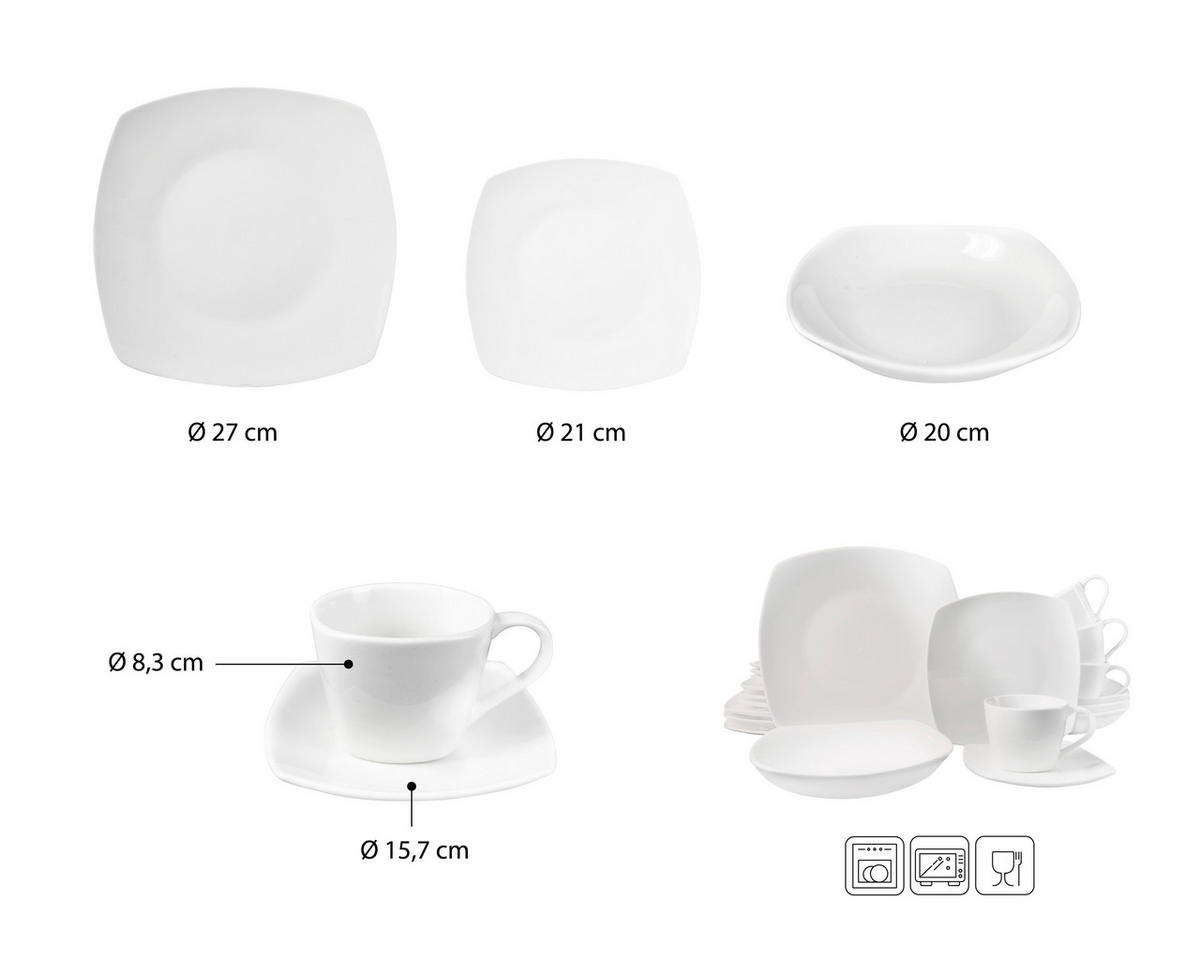 KOMBISERVICE Weiß 20-teilig 4 Personen  - Weiß, Basics, Keramik - Echtwerk