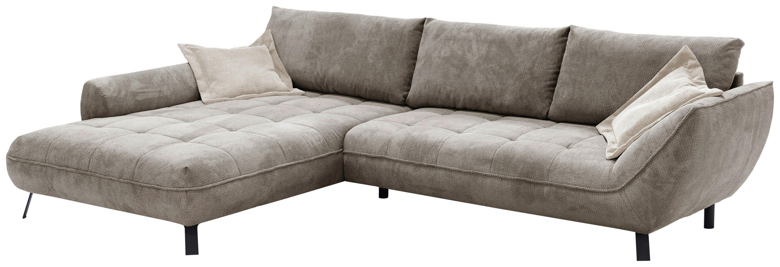 ECKSOFA in Struktur Hellbraun  205/324 cm  - Hellbraun/Beige, Design, Textil/Metall (205/324cm) - Livetastic