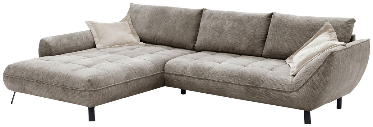ECKSOFA in Struktur Hellbraun  205/324 cm  - Hellbraun/Beige, Design, Textil/Metall (205/324cm) - Livetastic