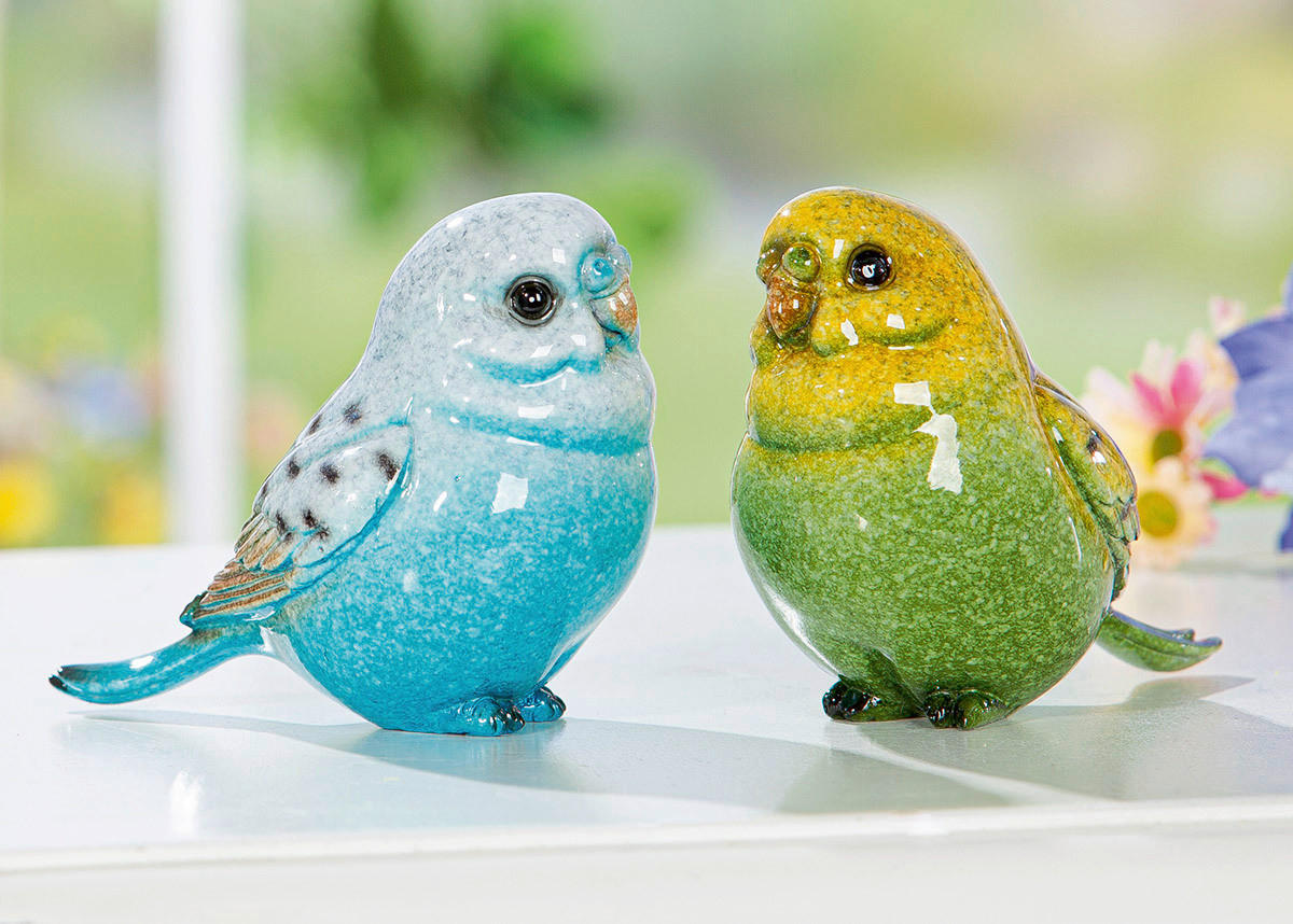 DEKOVOGEL - Hellgrün/Hellblau, LIFESTYLE, Keramik (6/8,5/9,5cm)