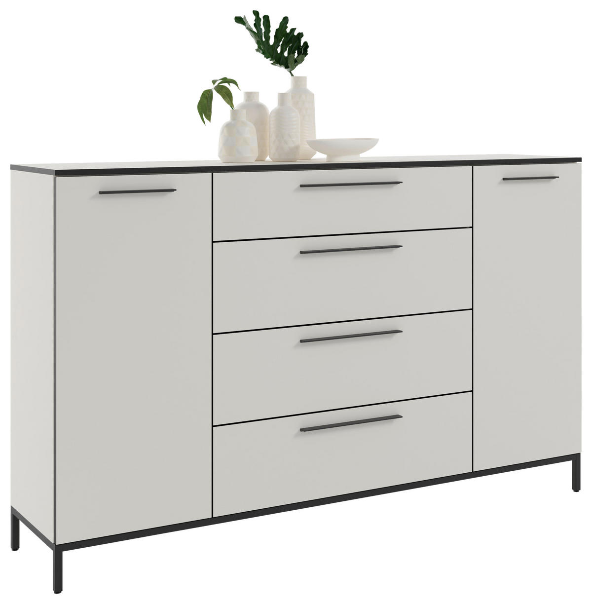 SIDEBOARD Soul  in 180/111/40 cm  - Schwarz/Weiß, MODERN, Holzwerkstoff/Metall (180/111/40cm)