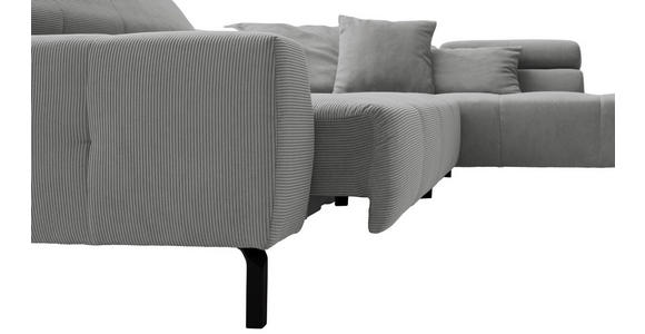 ECKSOFA in Feincord Grau  - Schwarz/Grau, KONVENTIONELL, Textil/Metall (311/219cm) - Hom`in