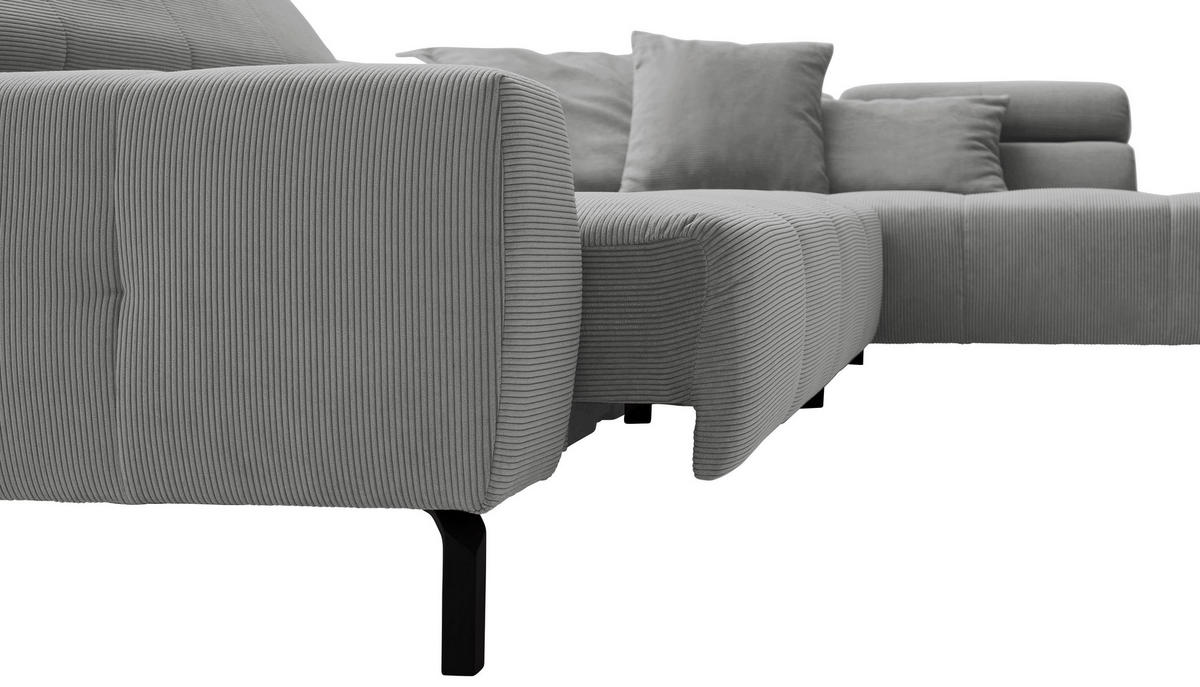 ECKSOFA in Feincord Grau  - Schwarz/Grau, Konventionell, Textil/Metall (311/219cm) - Hom`in