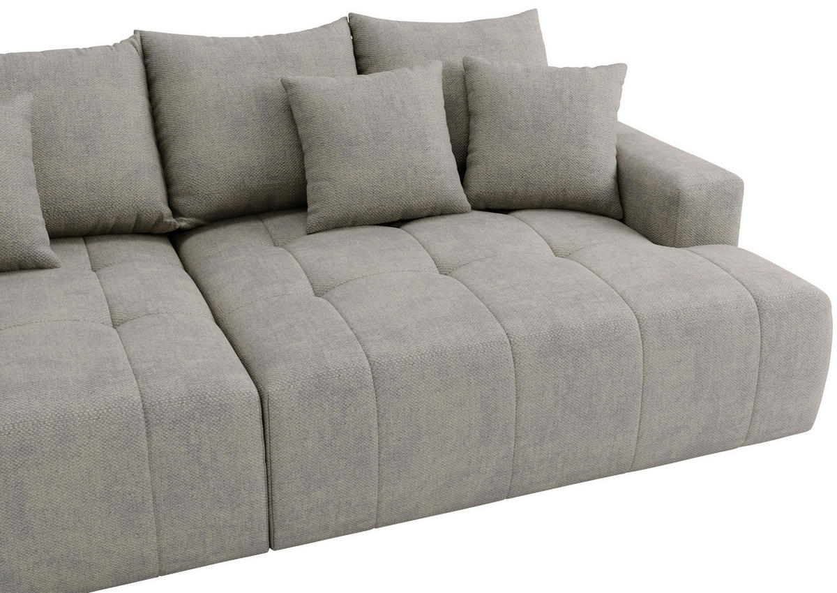 BIGSOFA ADELE in Chenille Grau  - Schwarz/Grau, Design, Kunststoff/Textil (270/85/136cm) - Livetastic