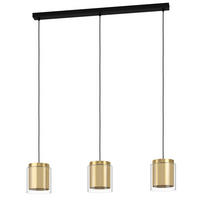 VISEČA SVETILKA  Lagunitas   91/15/110 cm         E27 - zlate barve/črna, Design, kovina/steklo (91/15/110cm)