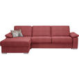 ECKSOFA in Flachgewebe Rot  - Chromfarben/Rot, KONVENTIONELL, Textil/Metall (176/285cm) - Novel