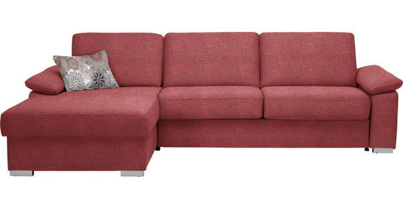 ECKSOFA in Flachgewebe Rot - Chromfarben/Rot, KONVENTIONELL, Textil/Metall (176/285cm) - Novel