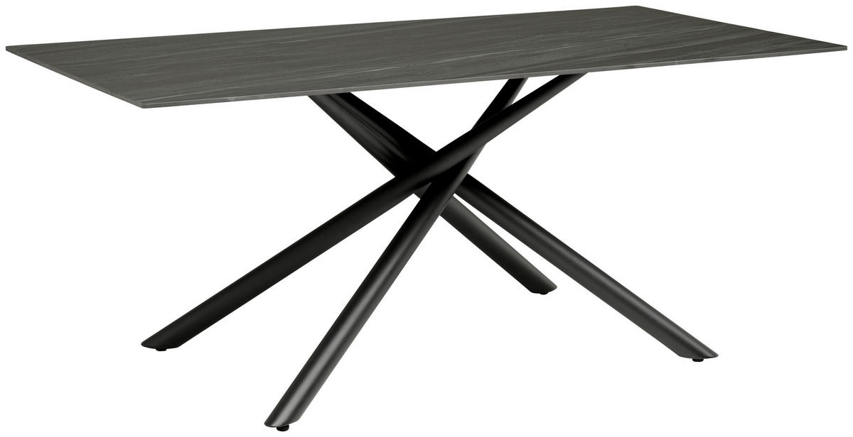 ESSTISCH rechteckig Dunkelgrau  - Dunkelgrau/Schwarz, MODERN, Stein/Metall (180/76/90cm) - MID.YOU